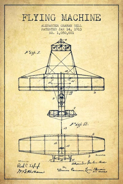 Flying Machine Vintage Patent Blueprint
