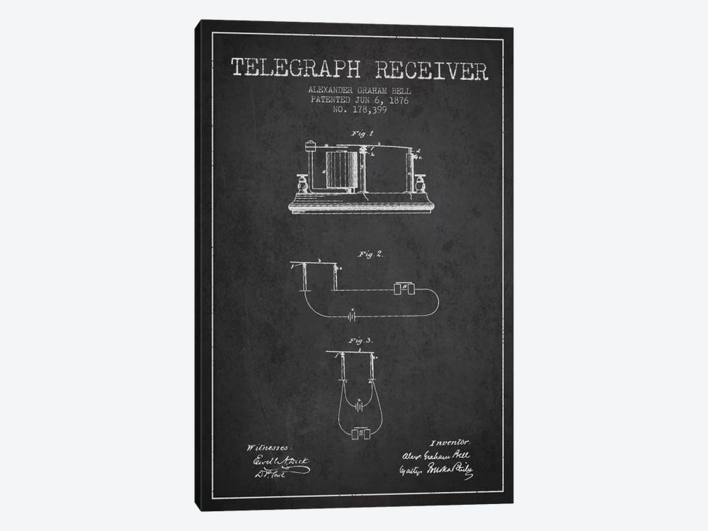 Telegraph Receiver Charcoal Patent Blueprint by Aged Pixel 1-piece Art Print