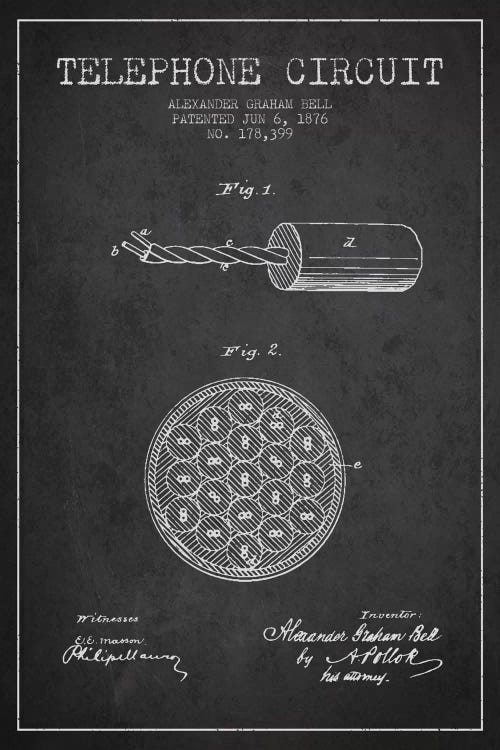 Telephone Circuit Charcoal Patent Blueprint