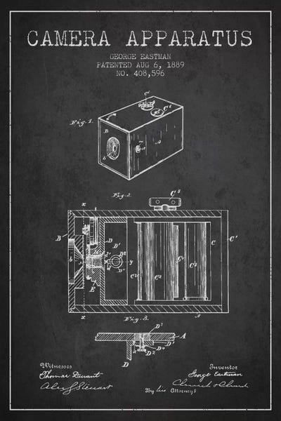 Photography As A Hobby: Camera Charcoal Patent Blueprint by Aged Pixel