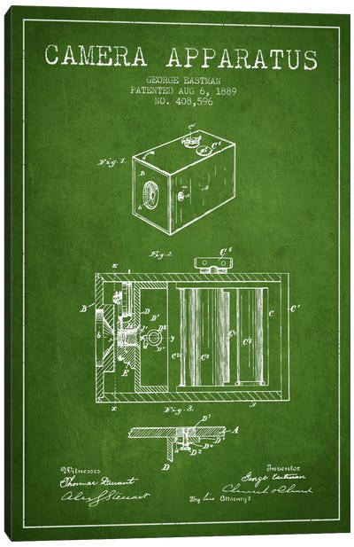 Camera Green Patent Blueprint Canvas Art Print - Aged Pixel: Electronics & Communication