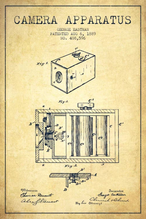 Camera Vintage Patent Blueprint by Aged Pixel wall art