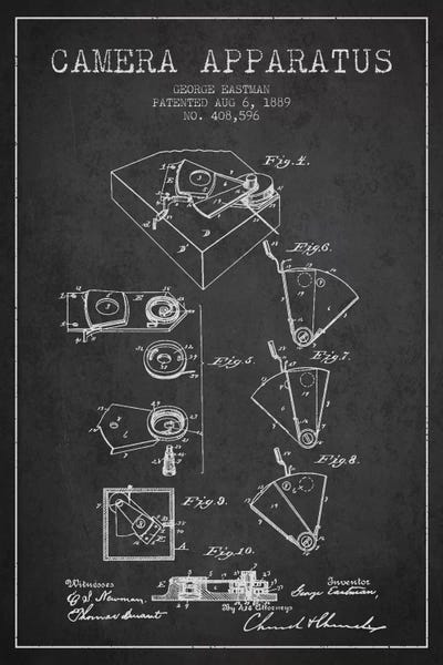 Camera Charcoal Patent Blueprint by Aged Pixel canvas print