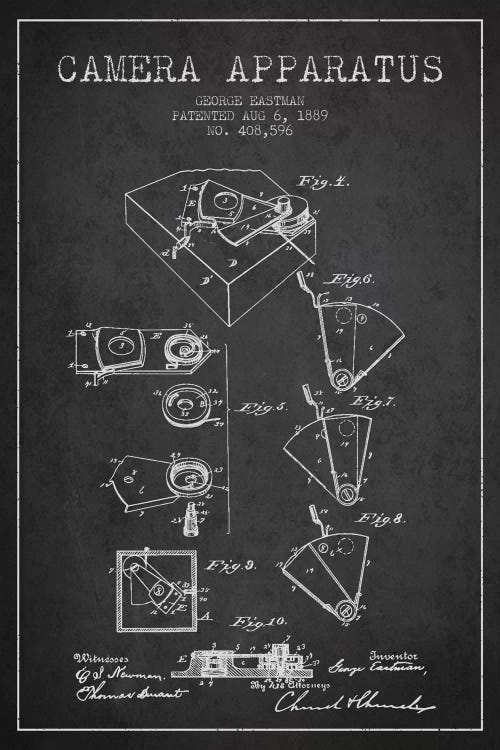 Camera Charcoal Patent Blueprint