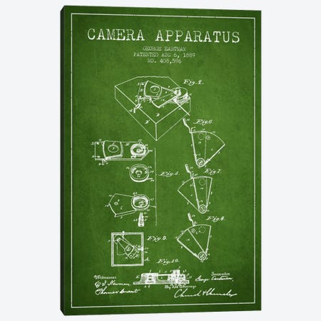 Camera Green Patent Blueprint Canvas Print #ADP502} by Aged Pixel Canvas Art