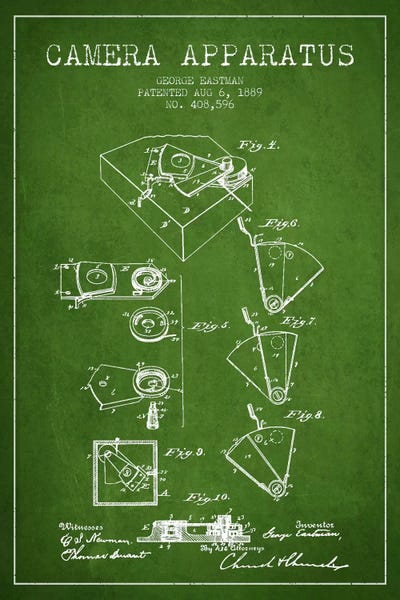 Photography As A Hobby: Camera Green Patent Blueprint by Aged Pixel