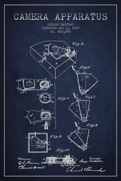 Camera Navy Blue Patent Blueprint