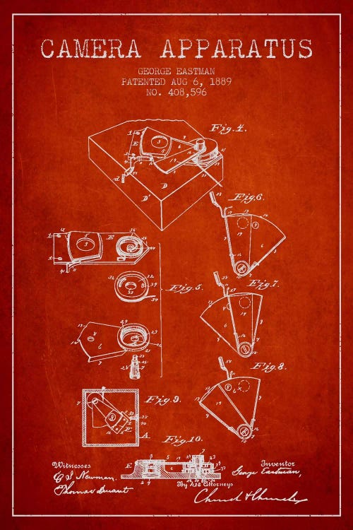 Camera Red Patent Blueprint