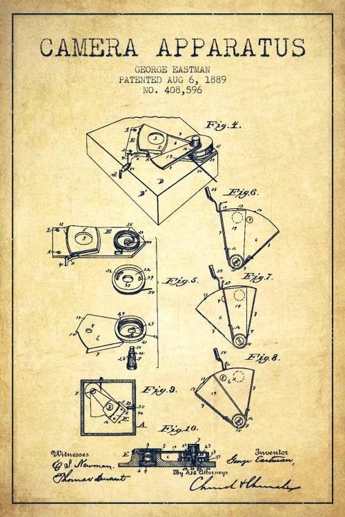 Camera Vintage Patent Blueprint by Aged Pixel wall art