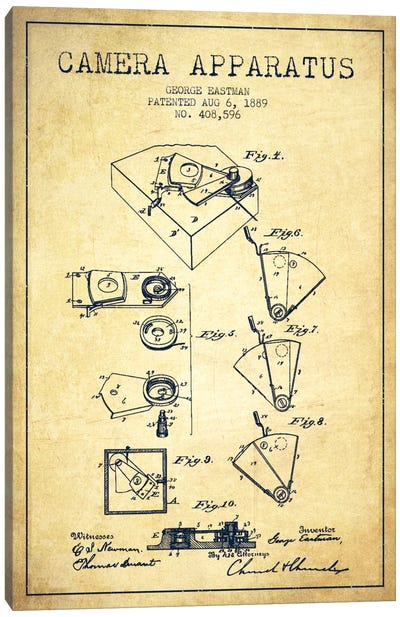 Camera Vintage Patent Blueprint Canvas Art Print - Aged Pixel: Electronics & Communication