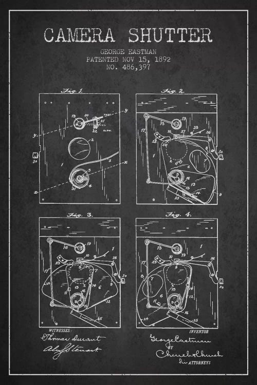 Camera Shutter Charcoal Patent Blueprint