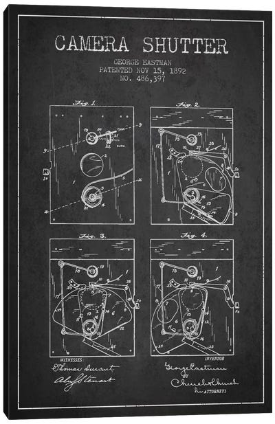 Camera Shutter Charcoal Patent Blueprint Canvas Art Print - Electronics & Communication Blueprints