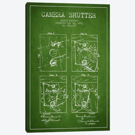 Camera Shutter Green Patent Blueprint Canvas Print #ADP507} by Aged Pixel Canvas Art Print