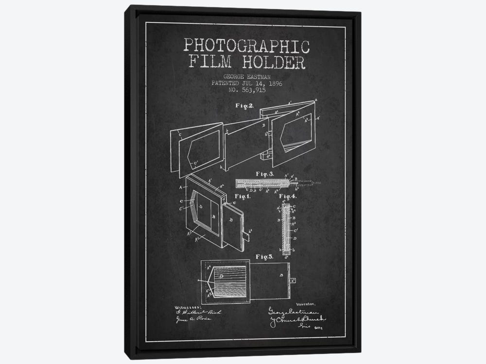 Film Holder Vintage Patent Blueprint Canvas Art, Aged Pixel