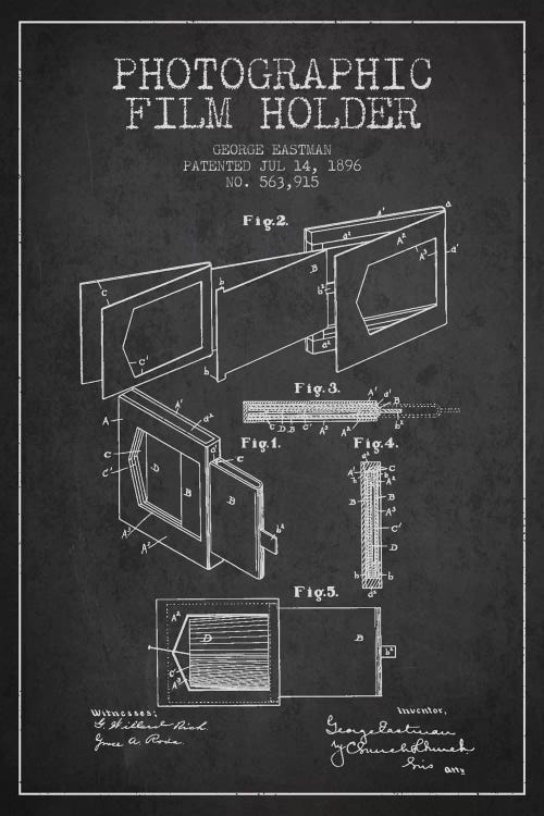 Film Holder Charcoal Patent Blueprint by Aged Pixel wall art