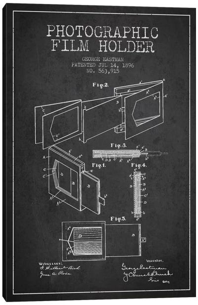Film Holder Charcoal Patent Blueprint Canvas Art Print - Aged Pixel: Electronics & Communication