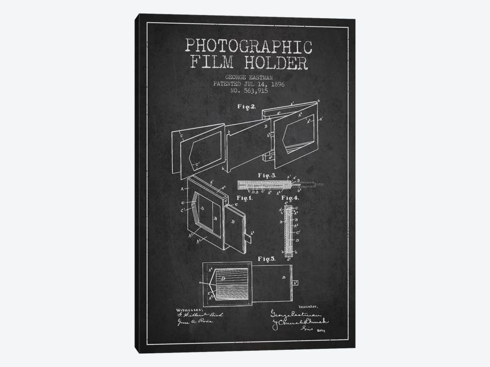 Film Holder Charcoal Patent Blueprint by Aged Pixel 1-piece Canvas Print