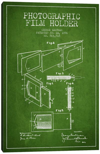 Film Holder Green Patent Blueprint Canvas Art Print - Aged Pixel: Electronics & Communication