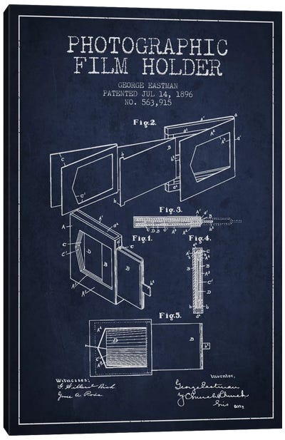 Film Holder Navy Blue Patent Blueprint Canvas Art Print - Electronics & Communication Blueprints