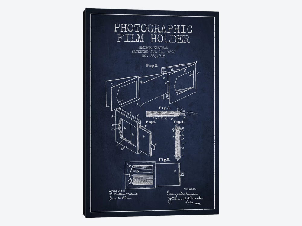 Film Holder Navy Blue Patent Blueprint by Aged Pixel 1-piece Art Print