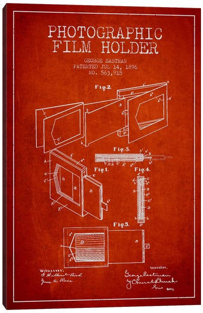 Film Holder Red Patent Blueprint Canvas Art Print - Electronics & Communication Blueprints