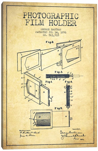 Film Holder Vintage Patent Blueprint Canvas Art Print - Electronics & Communication Blueprints