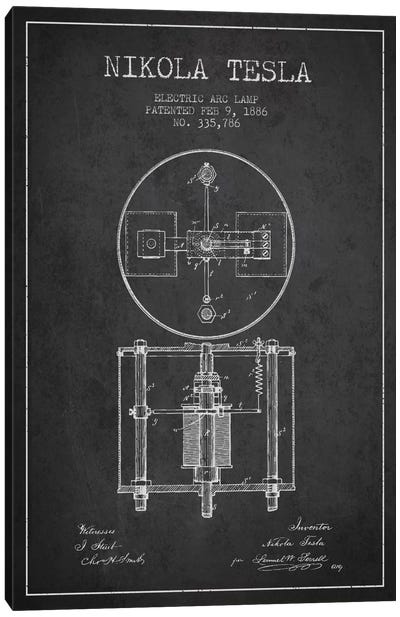 Tesla Arc Lamp Charcoal Patent Blueprint Canvas Art Print - Engineering & Machinery Blueprints
