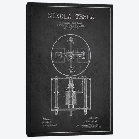 Tesla Arc Lamp Charcoal Patent Blueprint Canvas Print #ADP516} by Aged Pixel Canvas Artwork