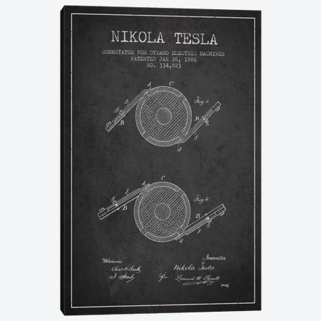 Tesla Commutator Charcoal Patent Blueprint Canvas Print #ADP521} by Aged Pixel Canvas Art
