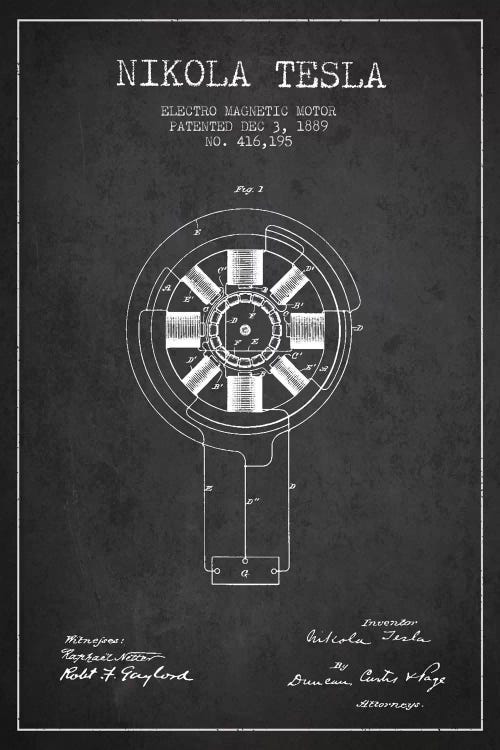 Tesla Electromagnetic Charcoal Patent Blueprint