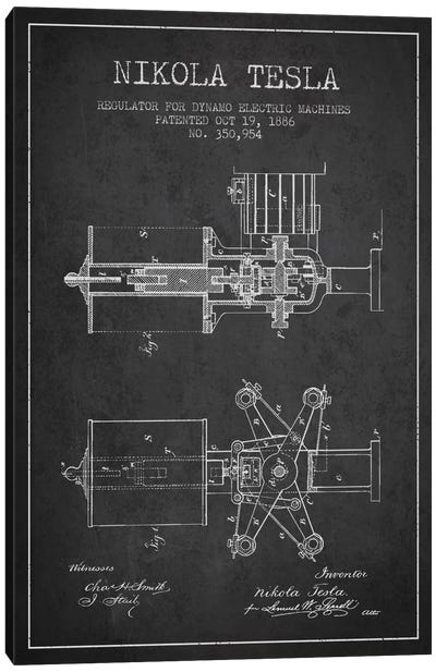 Tesla Regulator Charcoal Patent Blueprint Canvas Art Print - Engineering & Machinery Blueprints
