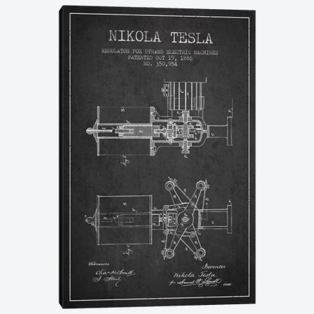 Tesla Regulator Charcoal Patent Blueprint Canvas Print #ADP531} by Aged Pixel Canvas Art Print