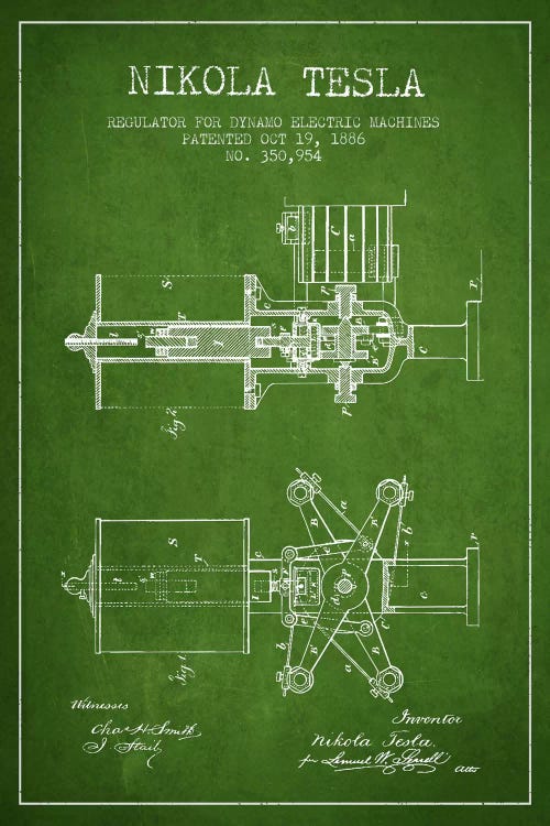 Tesla Regulator Green Patent Blueprint