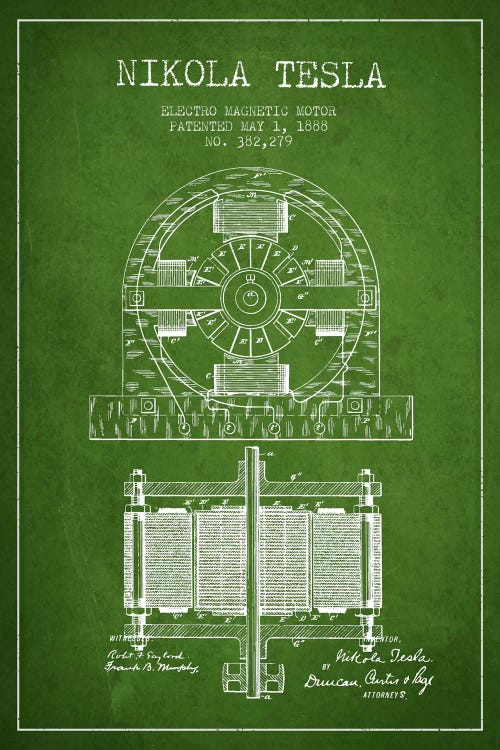 Electro Motor Green Patent Blueprint