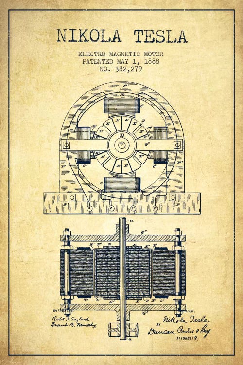 Electro Motor Vintage Patent Blueprint