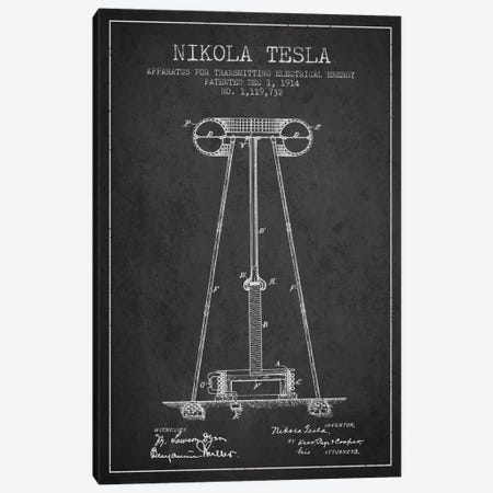 Tesla Regulator Charcoal Patent Bluepr - Canvas Art Print | Aged Pixel