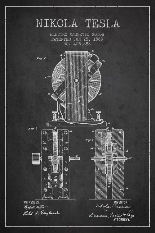 Electro Motor Charcoal Patent Blueprint