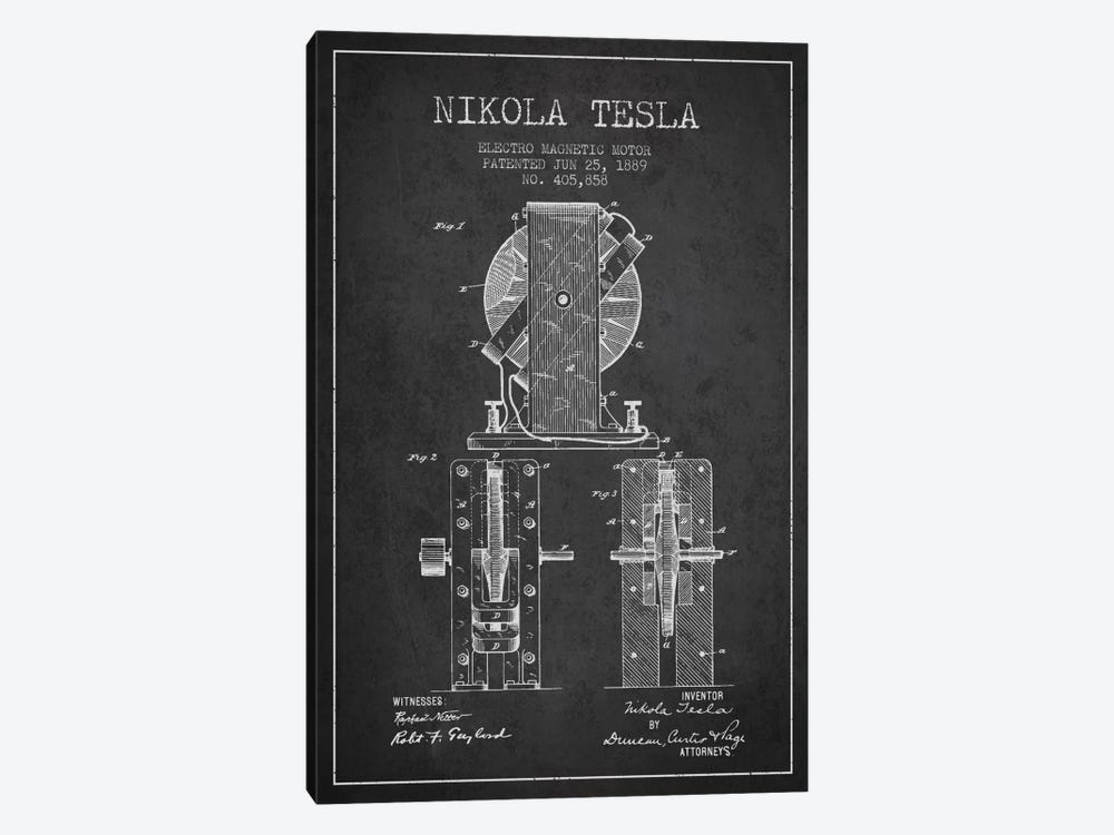 Electro Motor Charcoal Patent Blueprint by Aged Pixel 1-piece Canvas Print