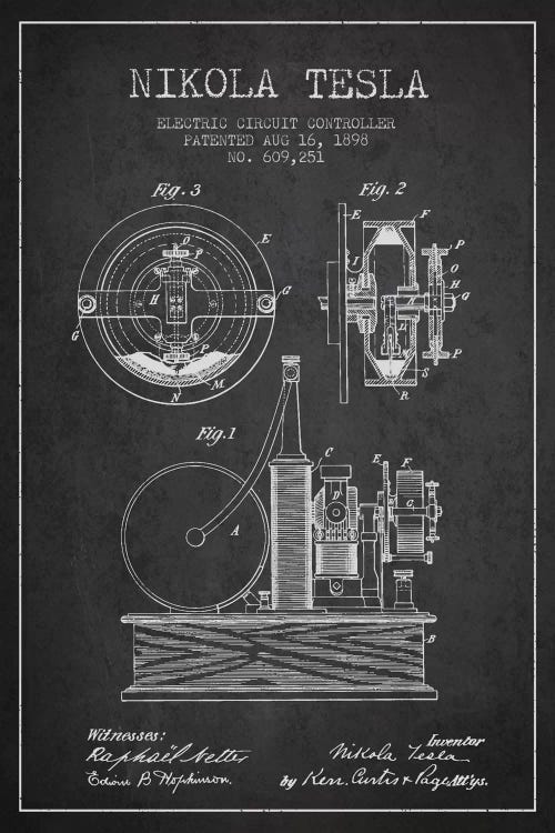 Electric Circuit Charcoal Patent Blueprint