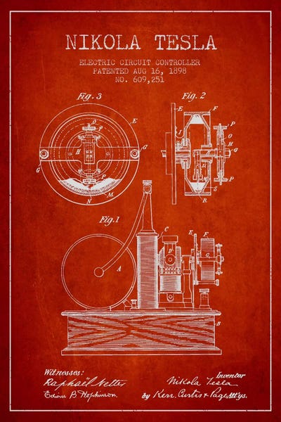 Electronics & Communication Blueprints: Electric Circuit Red Patent Blueprint by Aged Pixel