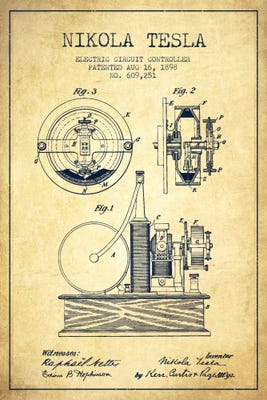Electric Circuit Vintage Patent Blueprint - Canvas Print | Aged Pixel