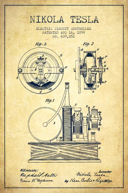 Electric Circuit Vintage Patent Blueprint by Aged Pixel wall art