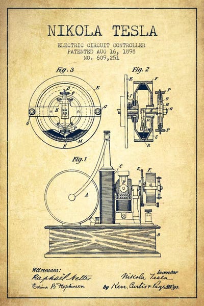 Blueprints & Patent Sketches: Electric Circuit Vintage Patent Blueprint by Aged Pixel