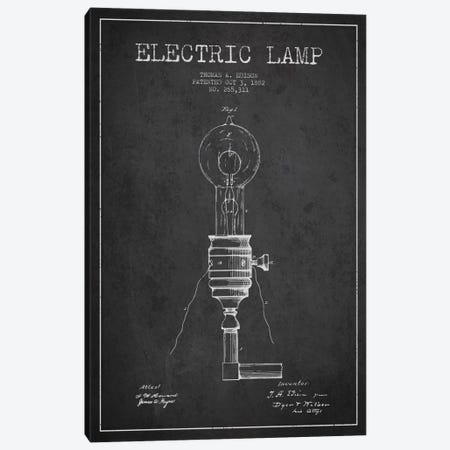 Electric Lamp Charcoal Patent Blueprint Canvas Print #ADP556} by Aged Pixel Canvas Art