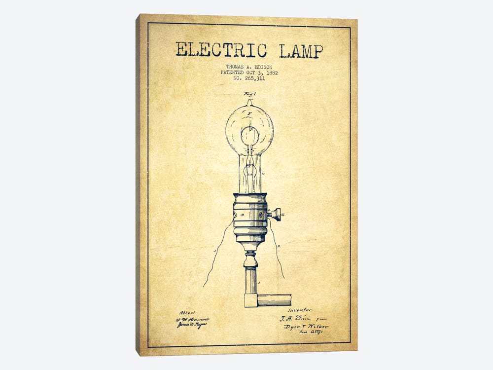 Electric Lamp Vintage Patent Blueprint 1-piece Art Print