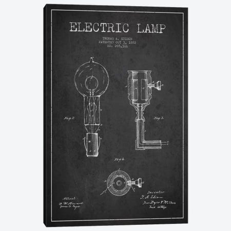 Electric Lamp Charcoal Patent Blueprint Canvas Print #ADP561} by Aged Pixel Canvas Artwork