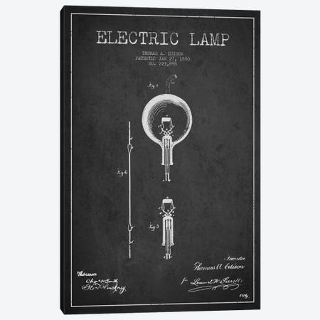 Electric Lamp Charcoal Patent Blueprint Canvas Print #ADP566} by Aged Pixel Canvas Print