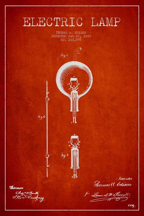 Electric Lamp Red Patent Blueprint