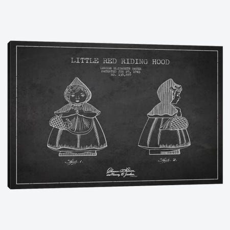 Little Red Riding Hood Dark Patent Blueprint Canvas Print #ADP56} by Aged Pixel Canvas Artwork
