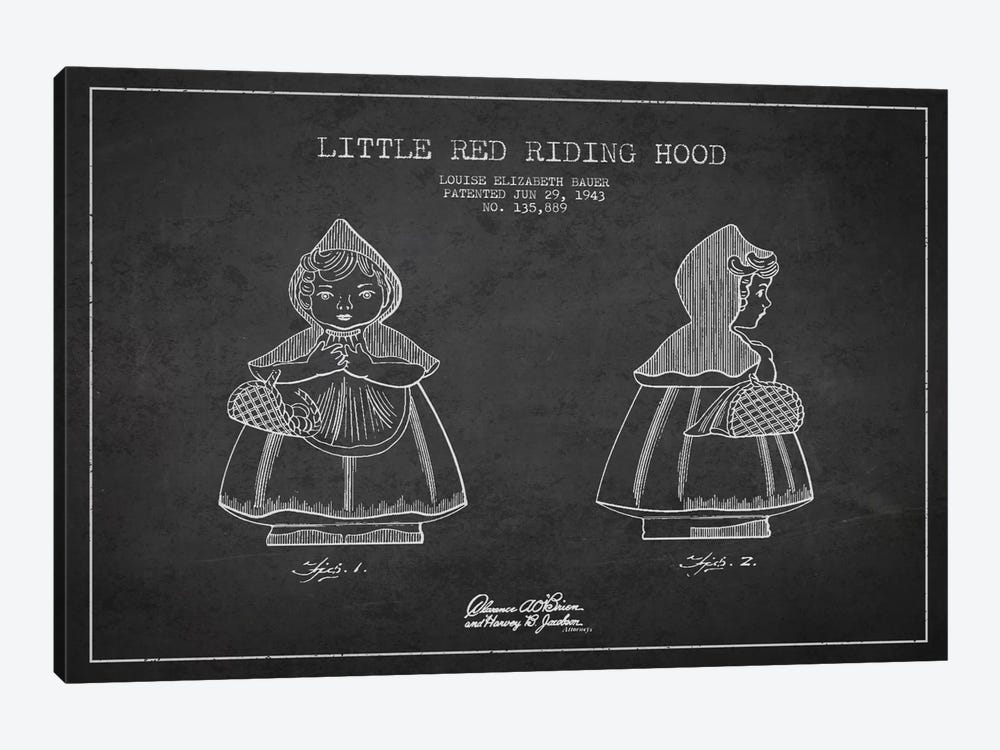 Little Red Riding Hood Dark Patent Blueprint by Aged Pixel 1-piece Canvas Artwork